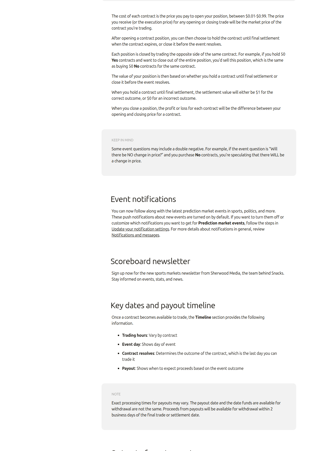Robinhood Help Center - Robinhood event contracts - live page